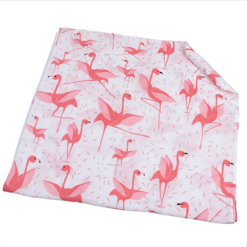 Flamingo Design Muslin Swaddle Blankets Organic Cotton soft and Hypoallergenic